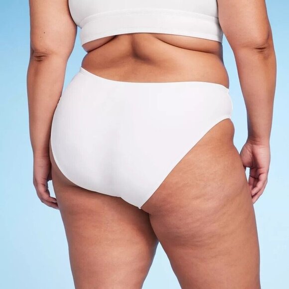 Wild Fable 1X 17-18 White Scoop Front Ultra High Leg Cheeky Bikini Swim Bottom - Picture 3 of 7